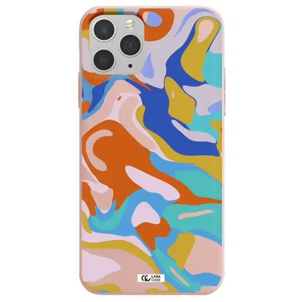 a colorful background with different colors Apple iPhone 11 pro Silicone pastel pink Case