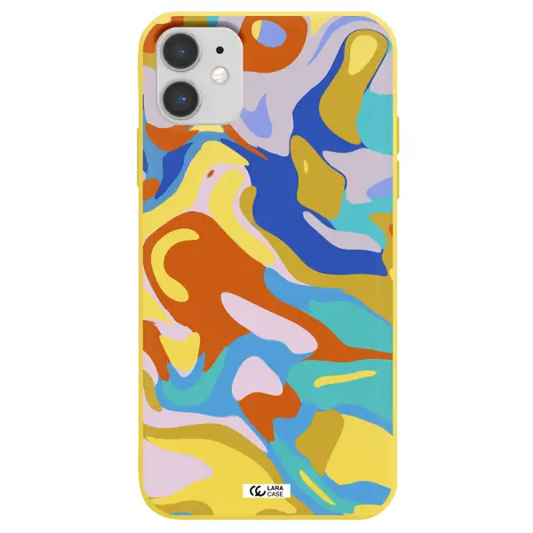 a colorful background with different colors Apple iPhone 11 Silicone canary yellow Case