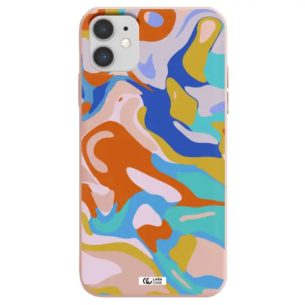 a colorful background with different colors Apple iPhone 11 Silicone pastel pink Case