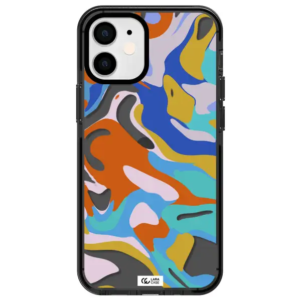 a colorful background with different colors Apple iPhone 12 mini impact Smoke Black Case