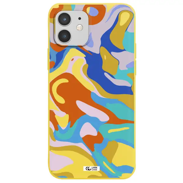 a colorful background with different colors Apple iPhone 12 mini Silicone canary yellow Case