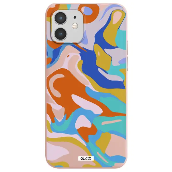 a colorful background with different colors Apple iPhone 12 mini Silicone pastel pink Case