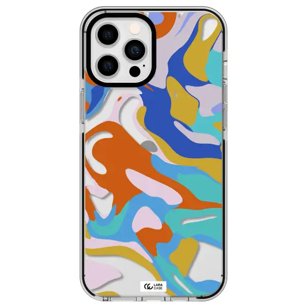 a colorful background with different colors Apple iPhone 12 pro max impact black border Case