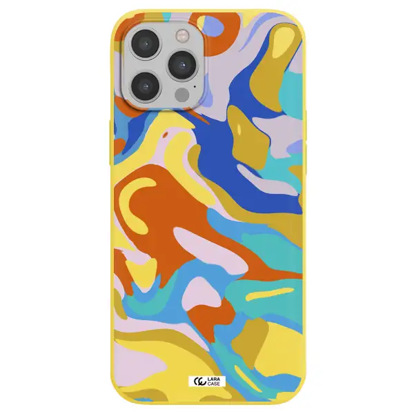 a colorful background with different colors Apple iPhone 12 pro max Silicone canary yellow Case