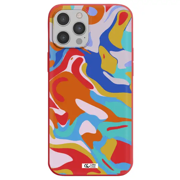 a colorful background with different colors Apple iPhone 12 pro max Silicone Imperial Red Case