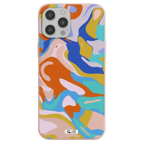 a colorful background with different colors Apple iPhone 12 pro Silicone pastel pink Case