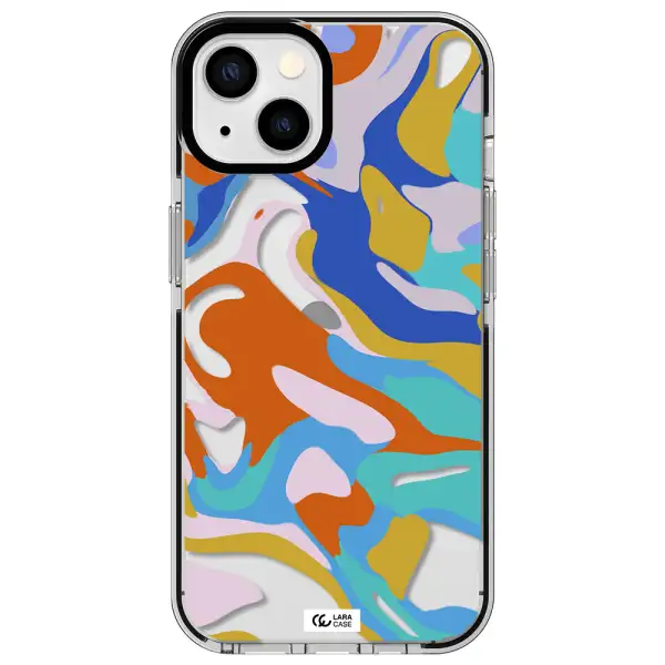 a colorful background with different colors Apple iPhone 13 impact black border Case