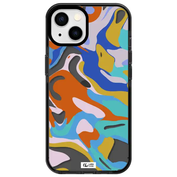 a colorful background with different colors Apple iPhone 13 impact Smoke Black Case