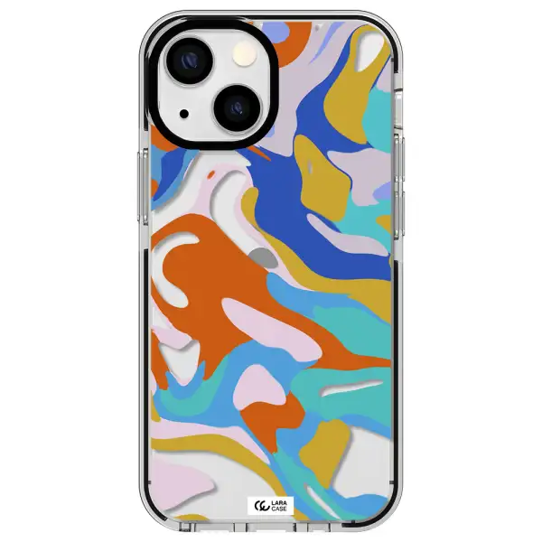 a colorful background with different colors Apple iPhone 13 mini impact black border Case