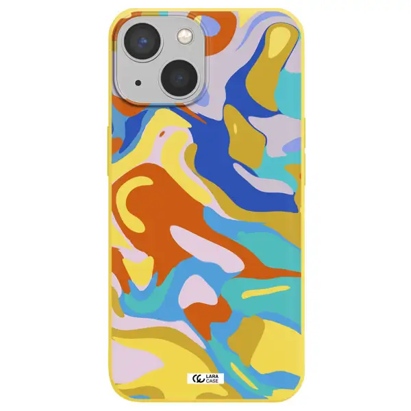 a colorful background with different colors Apple iPhone 13 mini Silicone canary yellow Case