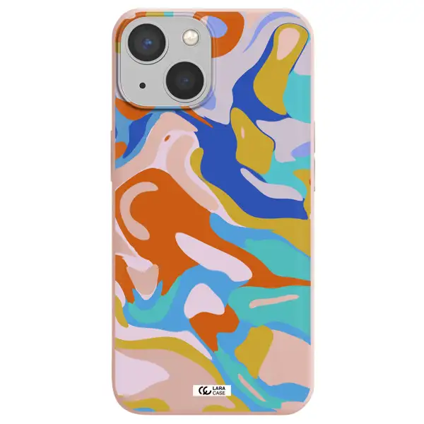 a colorful background with different colors Apple iPhone 13 mini Silicone pastel pink Case