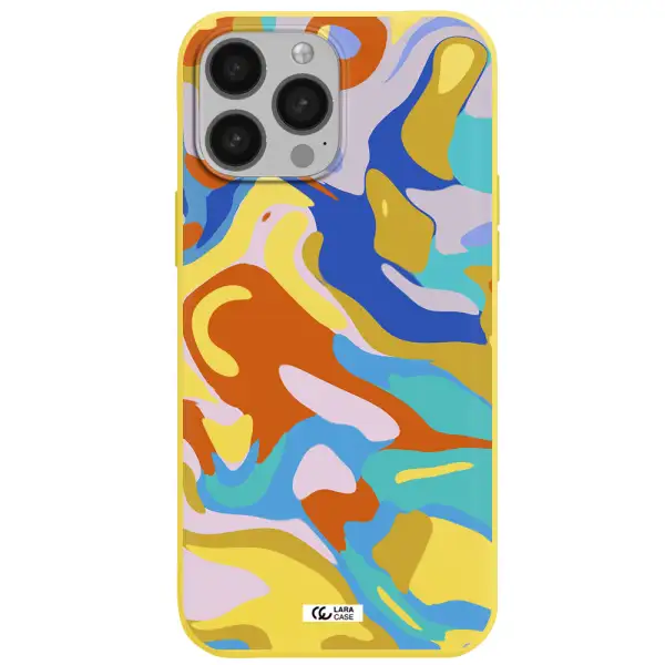 a colorful background with different colors Apple iPhone 13 Pro Max Silicone canary yellow Case