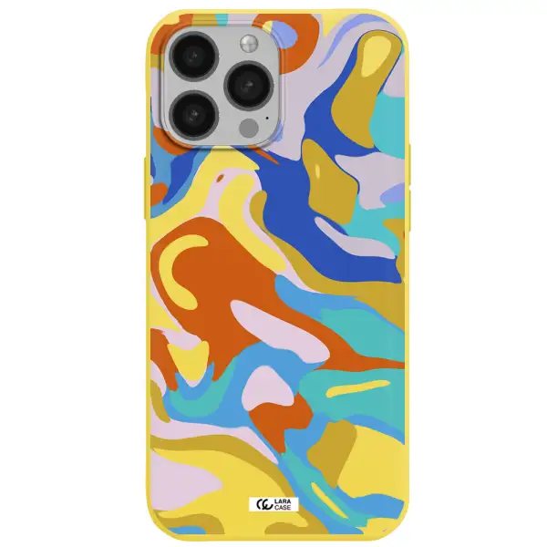 a colorful background with different colors Apple iPhone 13 Pro Silicone canary yellow Case