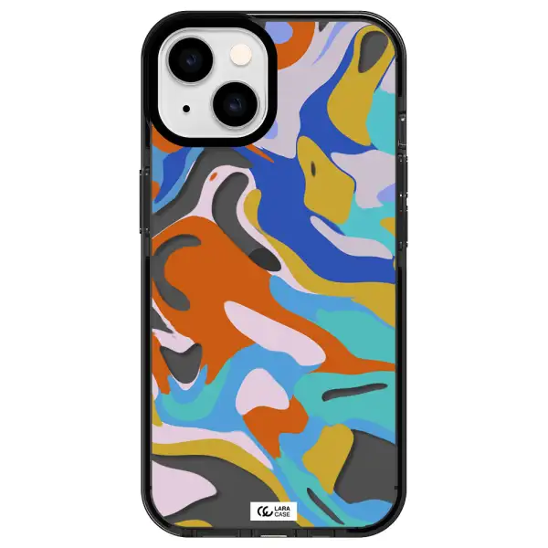 a colorful background with different colors Apple iPhone 14 impact Smoke Black Case