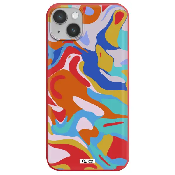 a colorful background with different colors Apple iPhone 14 plus Silicone Imperial Red Case