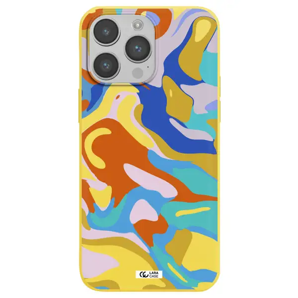 a colorful background with different colors Apple iPhone 14 pro max Silicone canary yellow Case