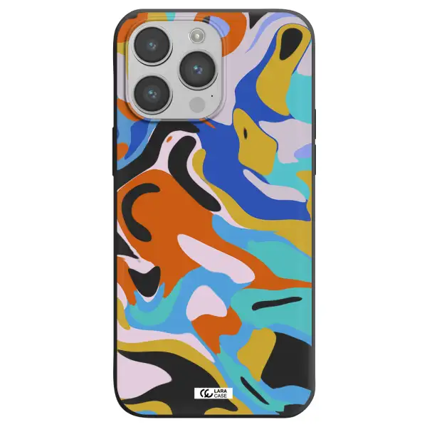 a colorful background with different colors Apple iPhone 14 pro Silicone black Case