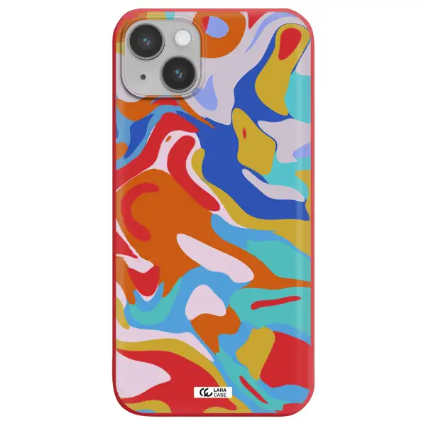 a colorful background with different colors Apple iPhone 14 Silicone Imperial Red Case