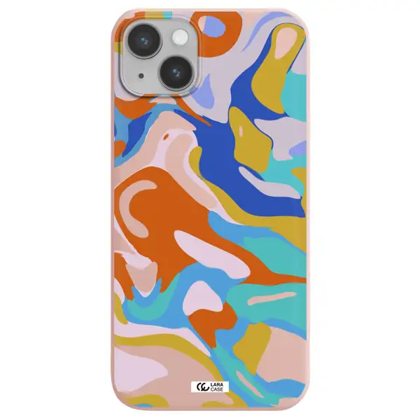 a colorful background with different colors Apple iPhone 14 Silicone pastel pink Case