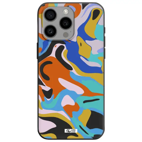 a colorful background with different colors Apple Iphone 15 Pro max Silicone black Case