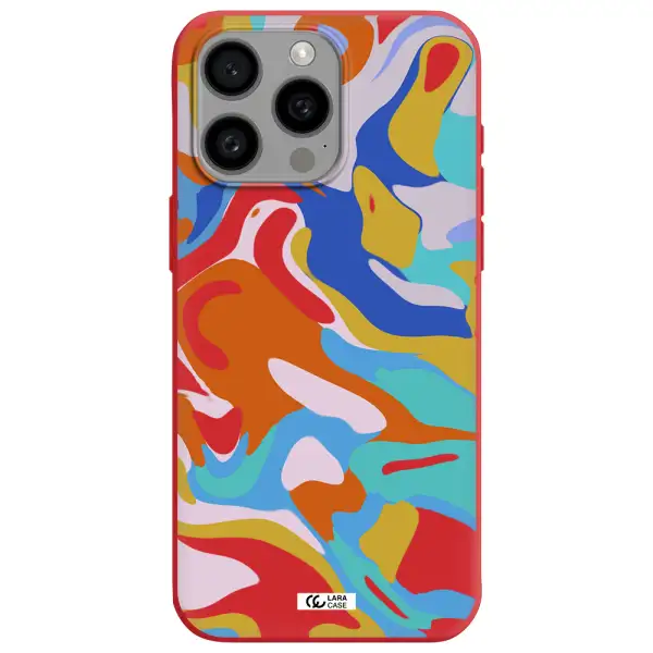 A Colorful Background With Different Colors Apple Iphone 15 Pro Max Silicone Imperial Red Case