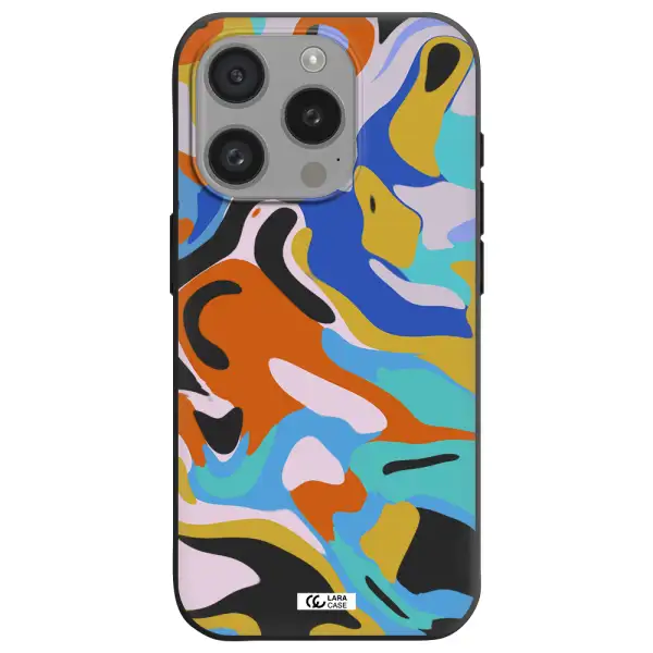 A Colorful Background With Different Colors Apple Iphone 15 Pro Silicone Black Case