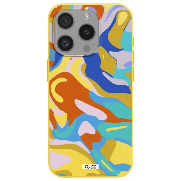 A Colorful Background With Different Colors Apple Iphone 15 Pro Silicone Canary Yellow Case