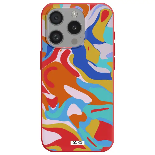 A Colorful Background With Different Colors Apple Iphone 15 Pro Silicone Imperial Red Case