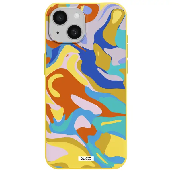 a colorful background with different colors Apple iPhone 15 Silicone canary yellow Case