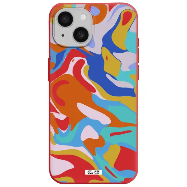 A Colorful Background With Different Colors Apple Iphone 15 Silicone Imperial Red Case