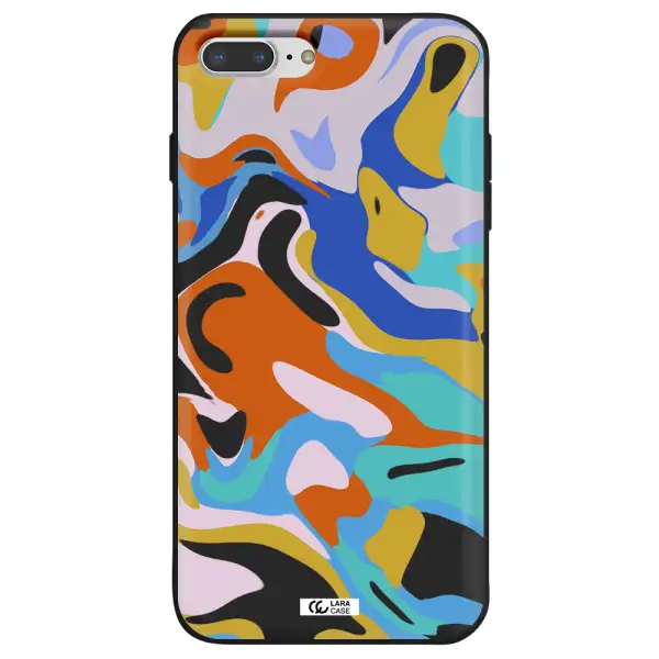 a colorful background with different colors Apple iPhone 8 plus Silicone black Case
