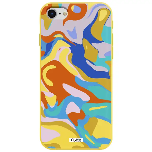 a colorful background with different colors Apple iPhone se 2020 Silicone canary yellow Case