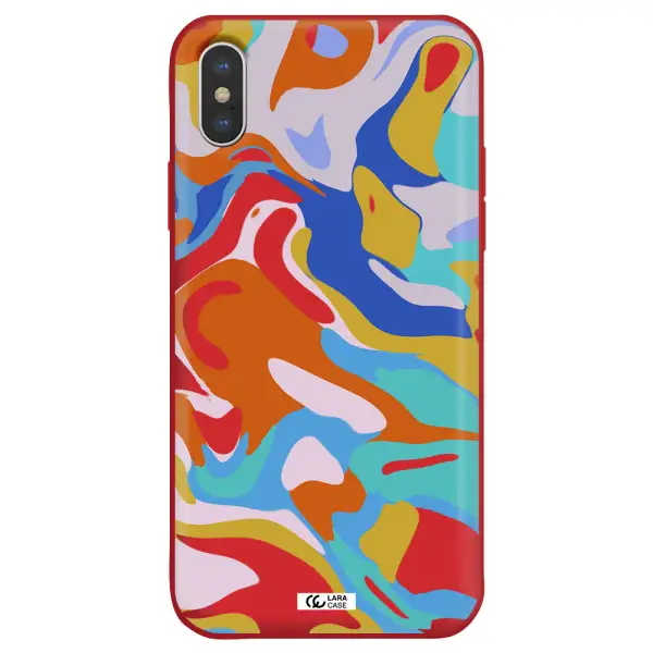 a colorful background with different colors Apple iPhone XS Silicone Imperial Red Case