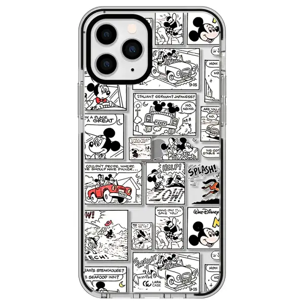 mickey mouse comic strip Apple iPhone 11 pro impact black border Case