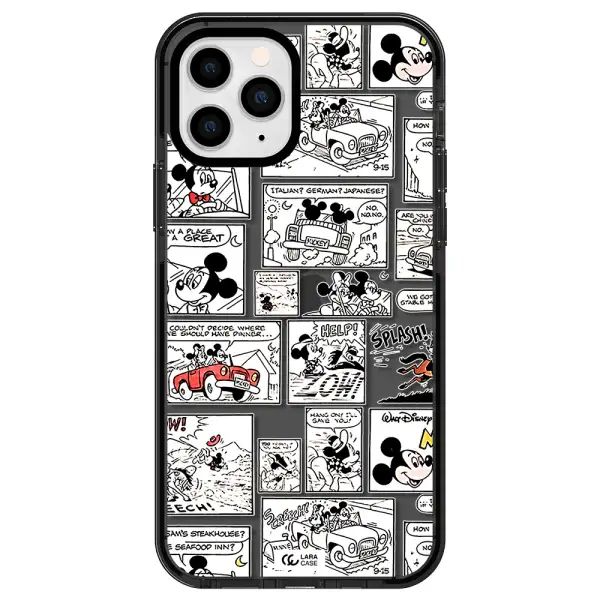 mickey mouse comic strip Apple iPhone 11 pro impact Smoke Black Case