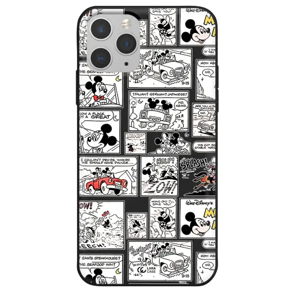 mickey mouse comic strip Apple iPhone 11 pro max Silicone black Case