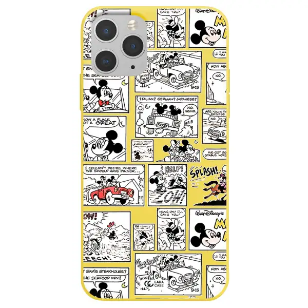 mickey mouse comic strip Apple iPhone 11 pro max Silicone canary yellow Case