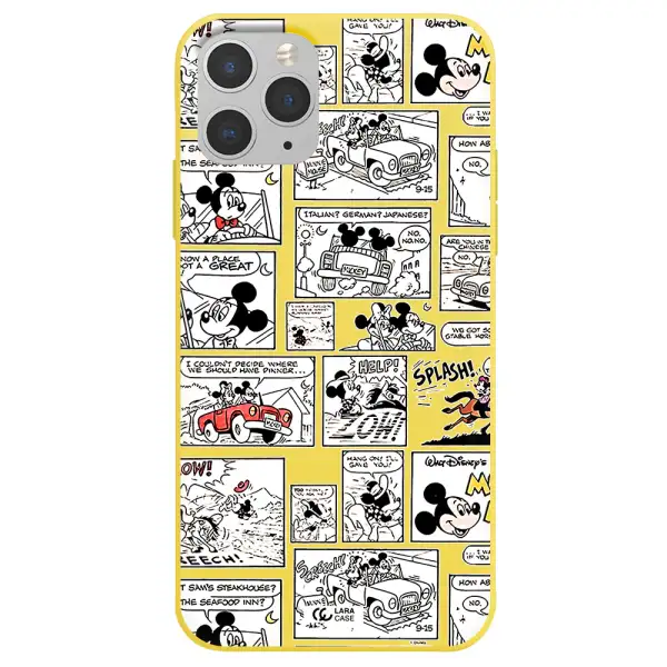 mickey mouse comic strip Apple iPhone 11 pro Silicone canary yellow Case