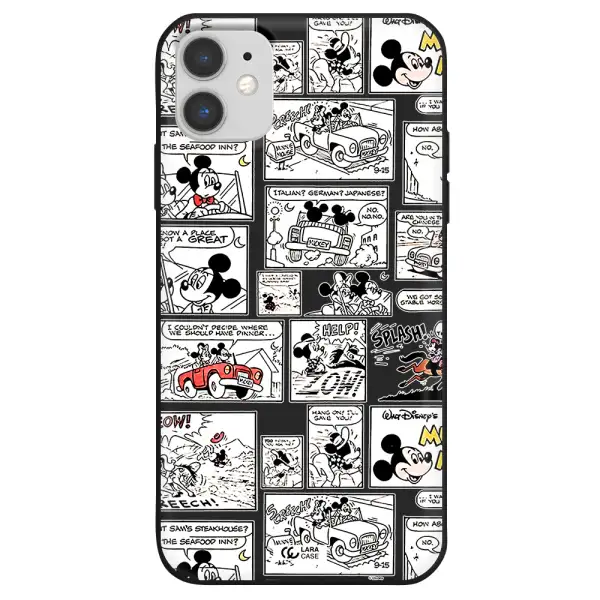 mickey mouse comic strip Apple iPhone 11 Silicone black Case