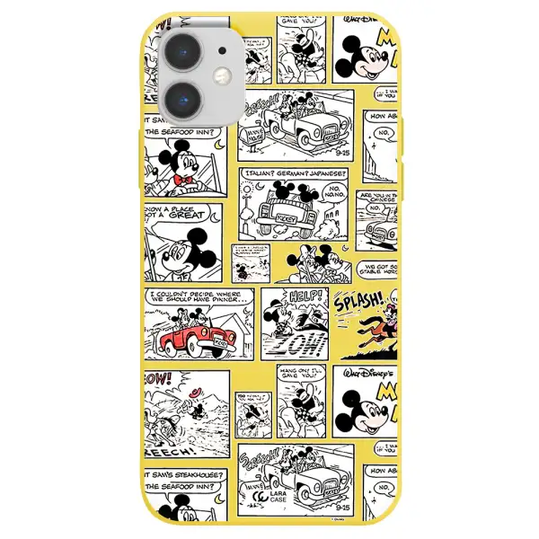 mickey mouse comic strip Apple iPhone 11 Silicone canary yellow Case