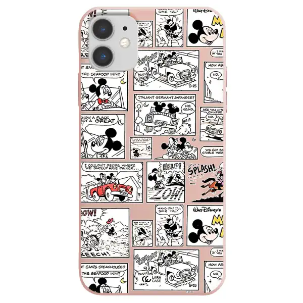mickey mouse comic strip Apple iPhone 11 Silicone pastel pink Case