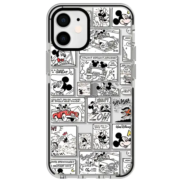 mickey mouse comic strip Apple iPhone 12 mini impact black border Case
