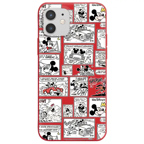 mickey mouse comic strip Apple iPhone 12 mini Silicone Imperial Red Case