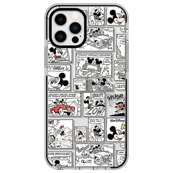 mickey mouse comic strip Apple iPhone 12 pro impact black border Case