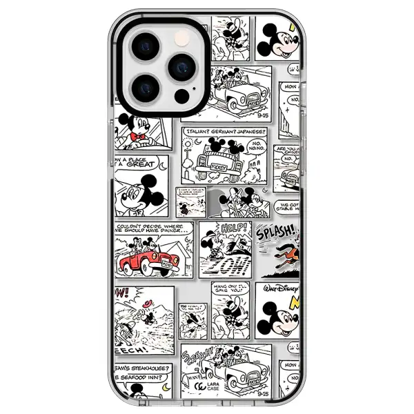 mickey mouse comic strip Apple iPhone 12 pro max impact black border Case