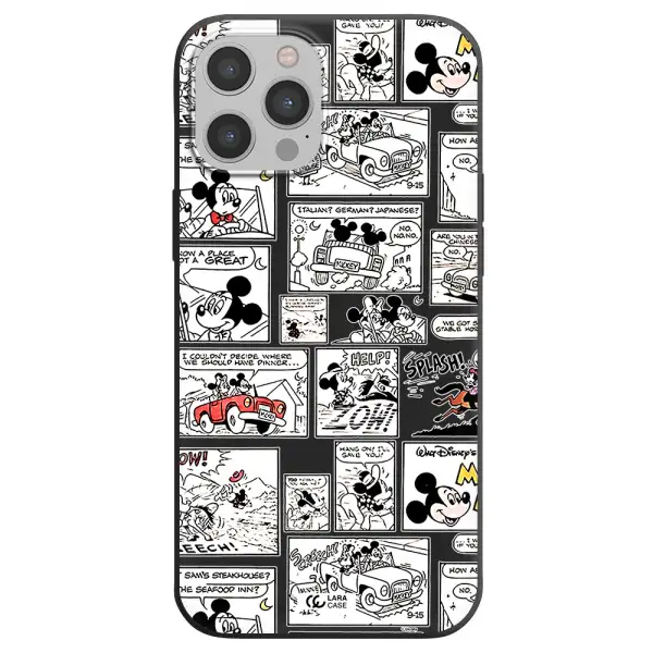 mickey mouse comic strip Apple iPhone 12 pro Silicone black Case