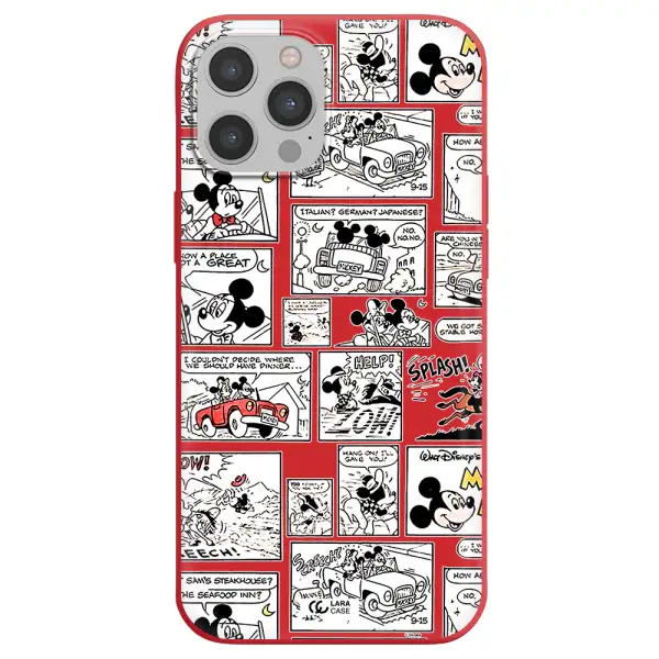 mickey mouse comic strip Apple iPhone 12 pro Silicone Imperial Red Case