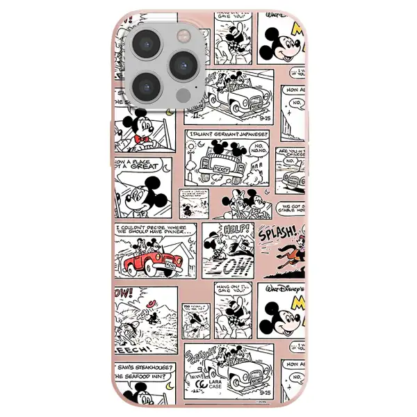 mickey mouse comic strip Apple iPhone 12 pro Silicone pastel pink Case