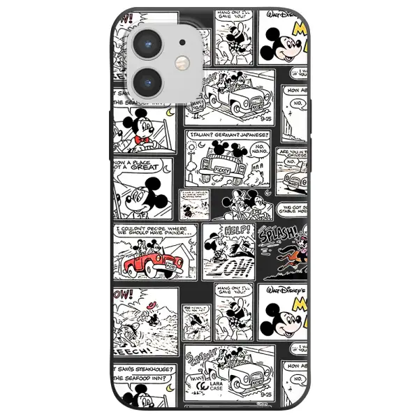 mickey mouse comic strip Apple iPhone 12 Silicone black Case