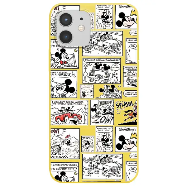 mickey mouse comic strip Apple iPhone 12 Silicone canary yellow Case